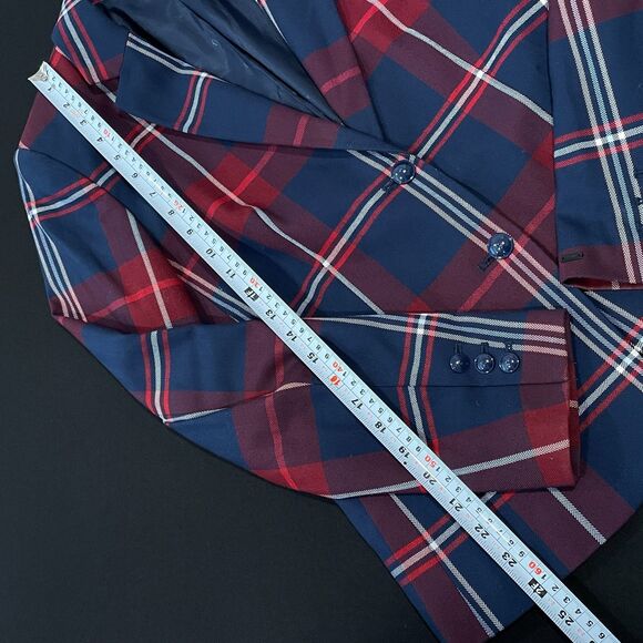 ~ Tommy Hilfiger Sz 6 Plaid Blazer Navy Blue Red White Women's Academia Jacket - Picture 6 of 14